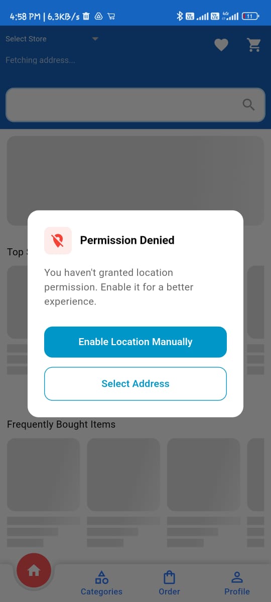 Option to choose delivery location.